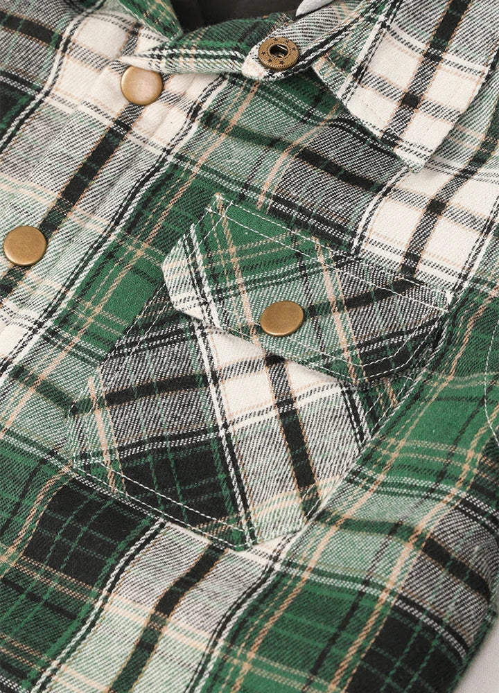 Kids Boys and Girls Quilted Lined Hooded Flannel Shirt Jacket,Snap Button