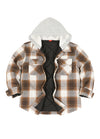 Kids Boys and Girls Quilted Lined Hooded Flannel Shirt Jacket,Snap Button