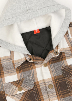 Kids Boys and Girls Quilted Lined Hooded Flannel Shirt Jacket,Snap Button