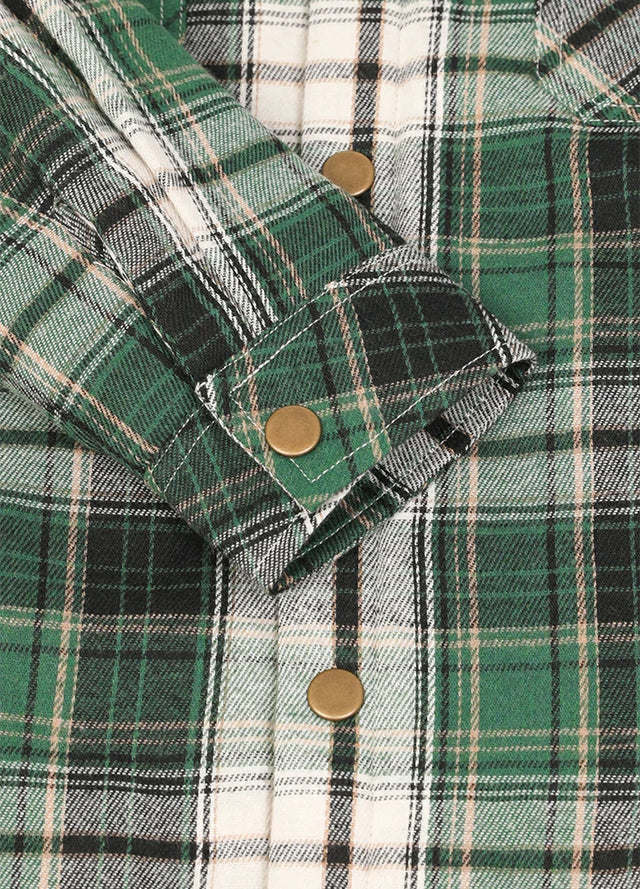 Kids Boys and Girls Quilted Lined Hooded Flannel Shirt Jacket,Snap Button
