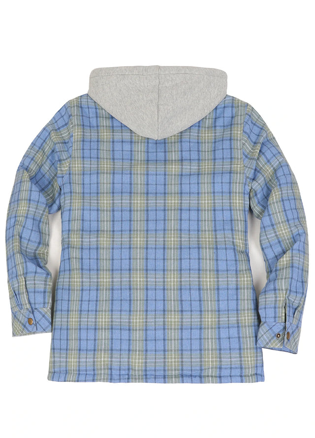 Women's Full Zip Up Quilted Lined Flannel Jacket,Snap Button Closure
