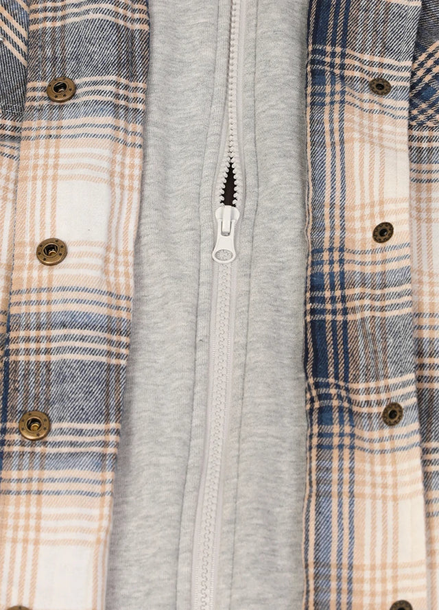 Women's Full Zip Up Quilted Lined Flannel Jacket,Snap Button Closure