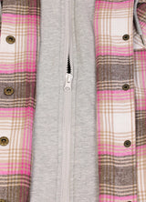 Women's Full Zip Up Quilted Lined Flannel Jacket,Snap Button Closure