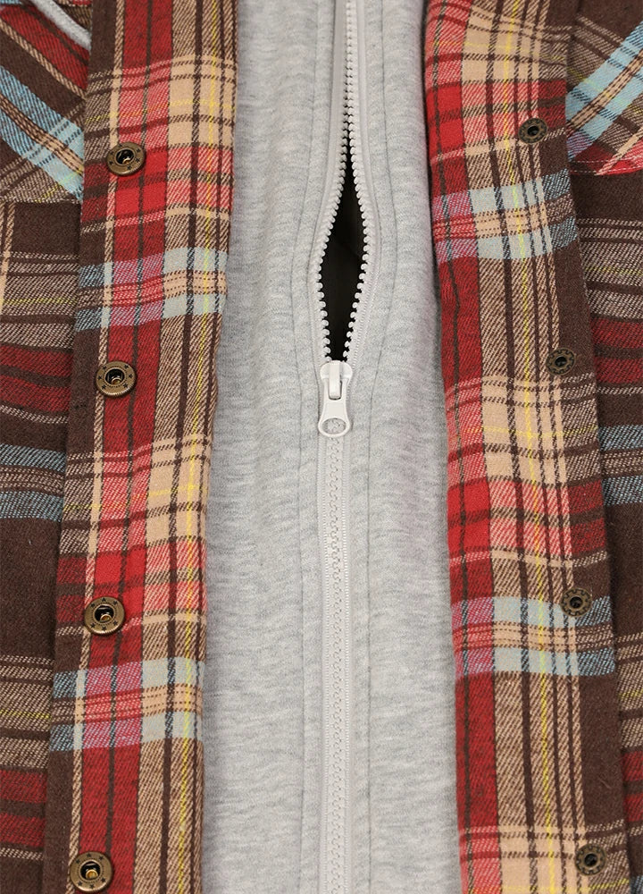 Women's Full Zip Up Quilted Lined Flannel Jacket,Snap Button Closure