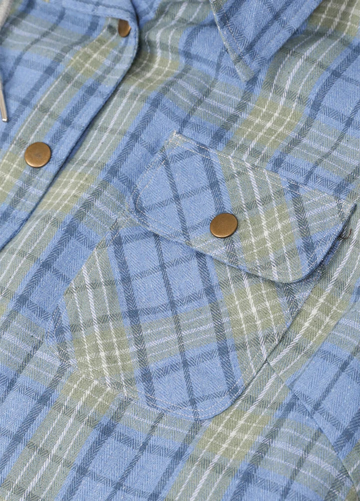 Women's Full Zip Up Quilted Lined Flannel Jacket,Snap Button Closure
