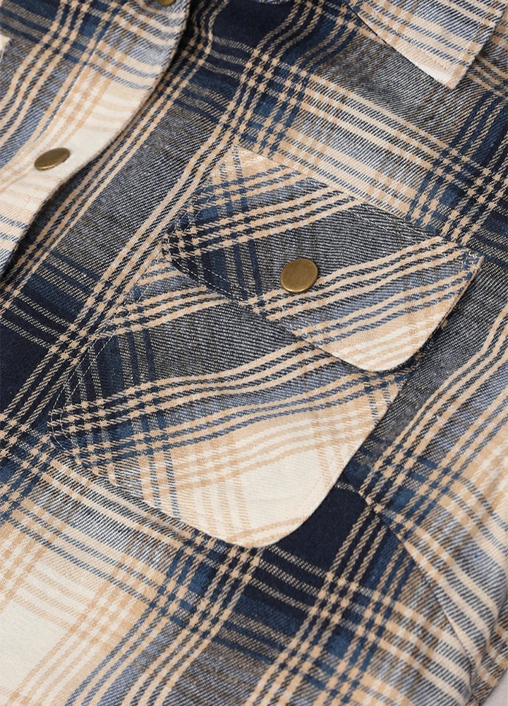 Women's Full Zip Up Quilted Lined Flannel Jacket,Snap Button Closure