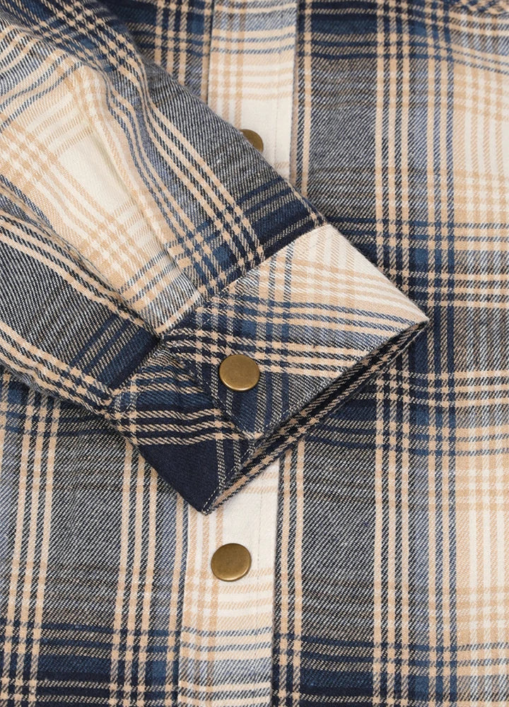 Women's Full Zip Up Quilted Lined Flannel Jacket,Snap Button Closure