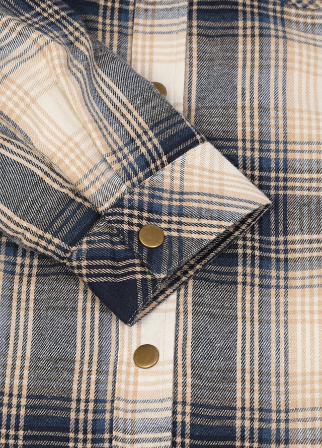 Women's Full Zip Up Quilted Lined Flannel Jacket,Snap Button Closure