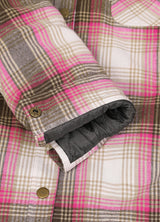 Women's Full Zip Up Quilted Lined Flannel Jacket,Snap Button Closure