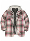 Women's Full Zip Up Quilted Lined Flannel Jacket,Snap Button Closure
