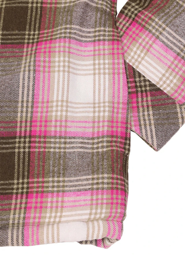 Women's Full Zip Up Quilted Lined Flannel Jacket,Snap Button Closure