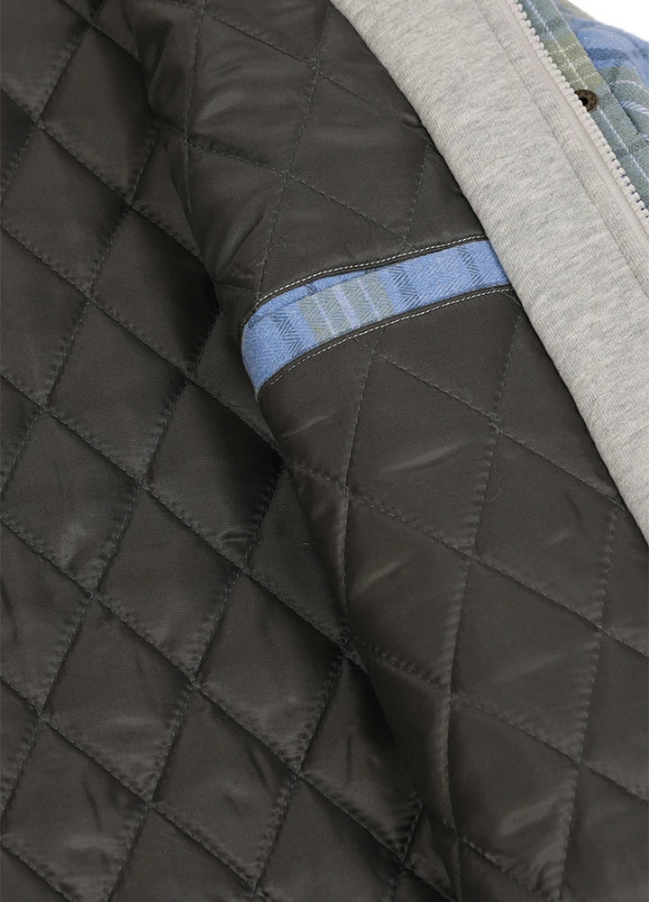 Women's Full Zip Up Quilted Lined Flannel Jacket,Snap Button Closure