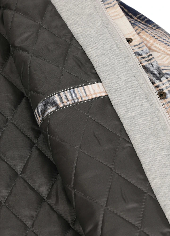 Women's Full Zip Up Quilted Lined Flannel Jacket,Snap Button Closure