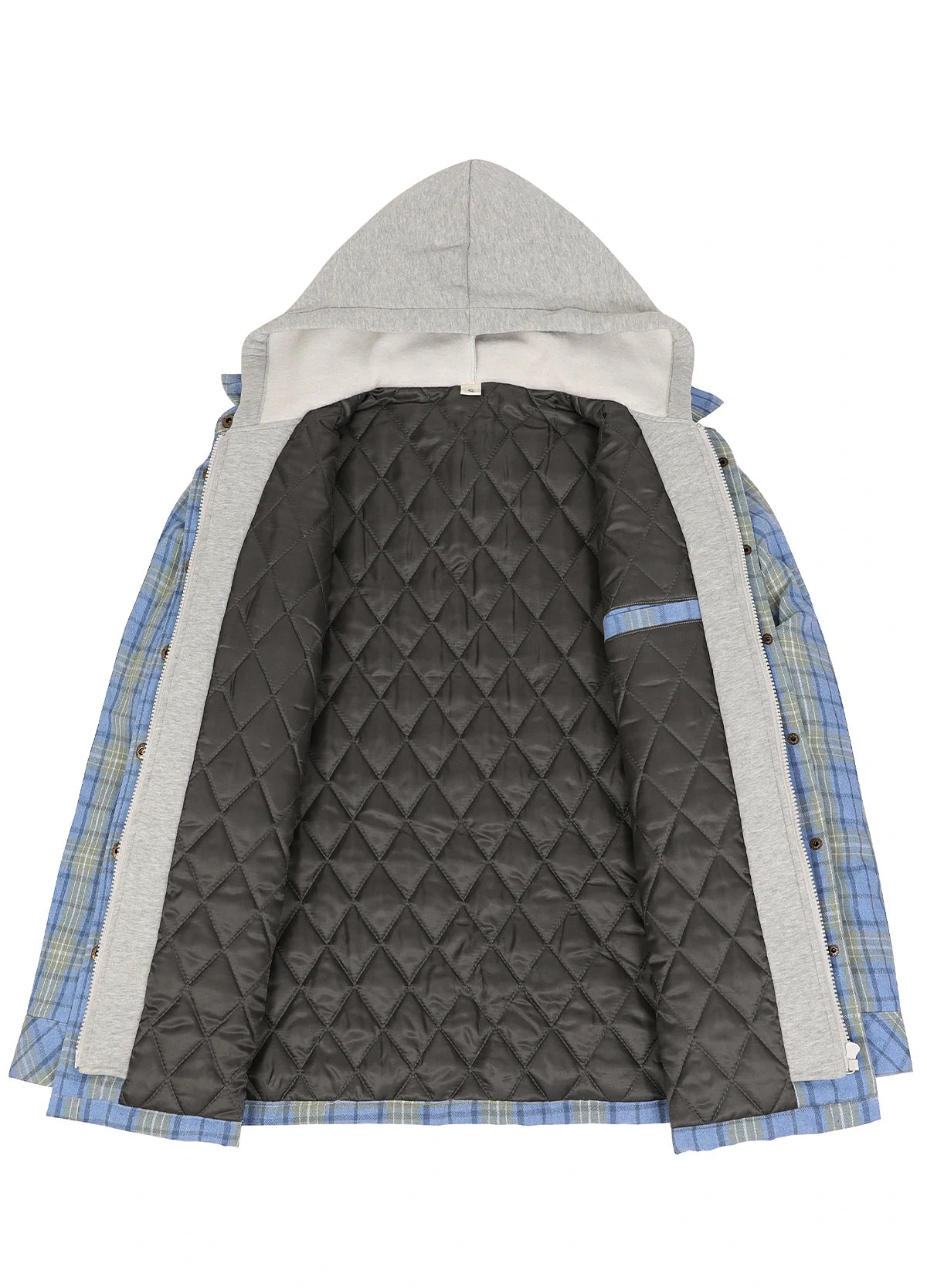 Women's Full Zip Up Quilted Lined Flannel Jacket,Snap Button Closure