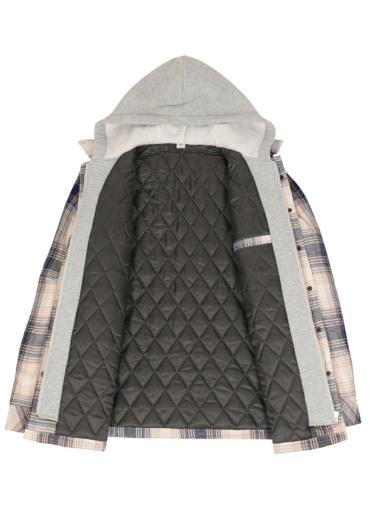 Women's Full Zip Up Quilted Lined Flannel Jacket,Snap Button Closure