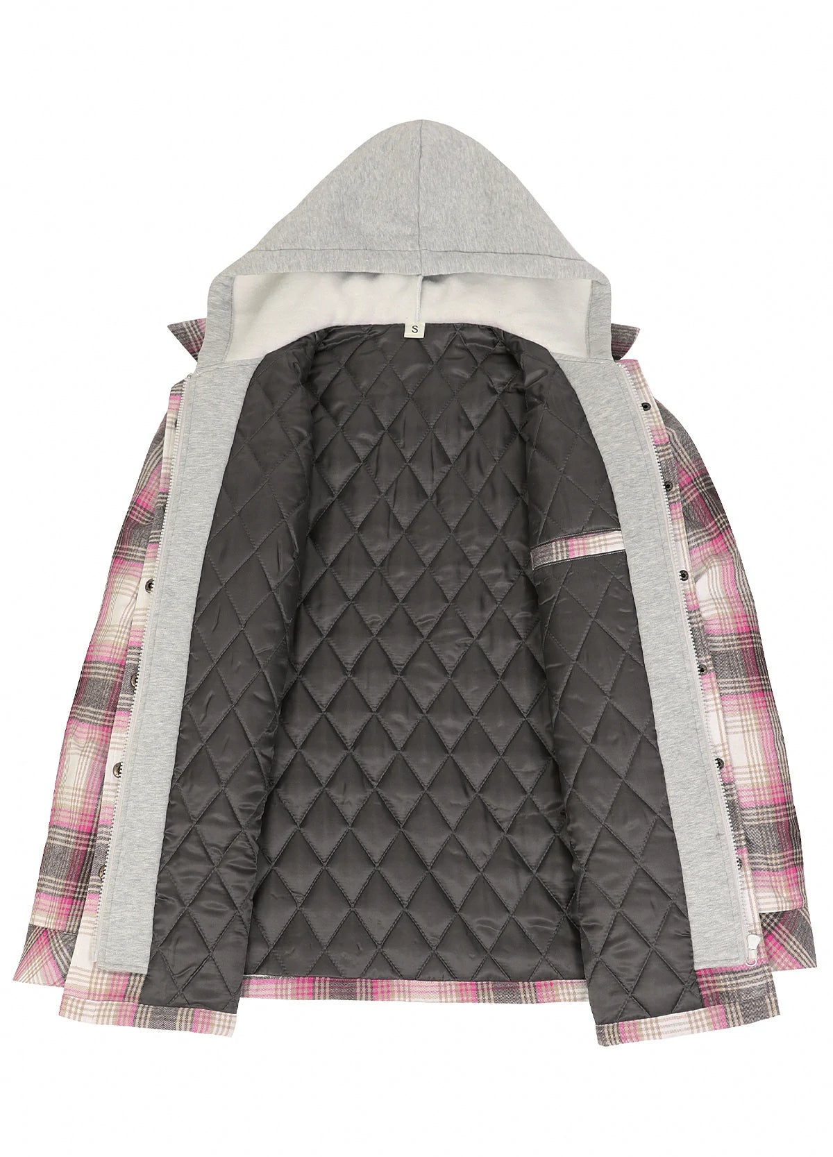Women's Full Zip Up Quilted Lined Flannel Jacket,Snap Button Closure