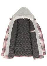 Women's Full Zip Up Quilted Lined Flannel Jacket,Snap Button Closure