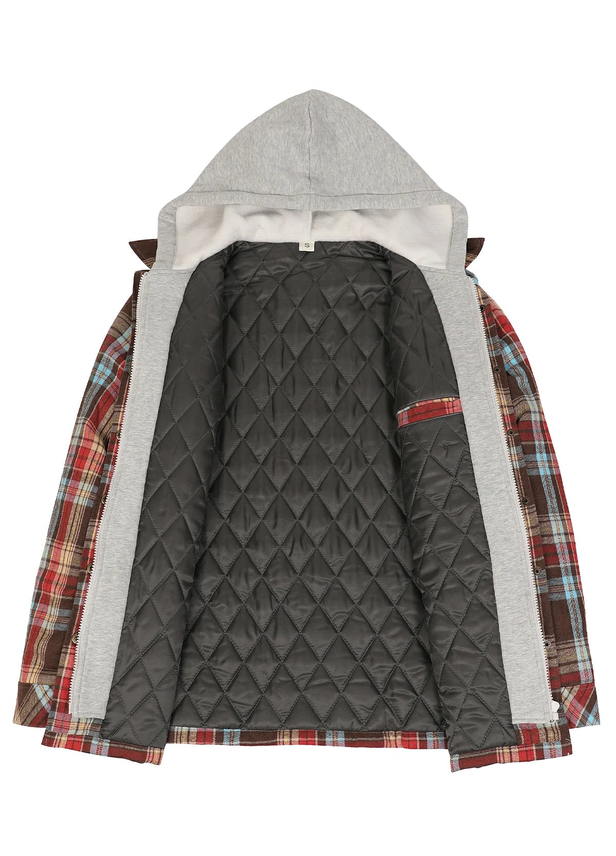 Women's Full Zip Up Quilted Lined Flannel Jacket,Snap Button Closure
