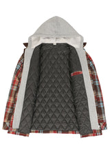 Women's Full Zip Up Quilted Lined Flannel Jacket,Snap Button Closure