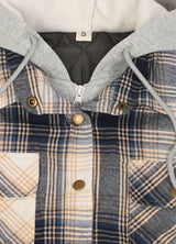 Women's Full Zip Up Quilted Lined Flannel Jacket,Snap Button Closure