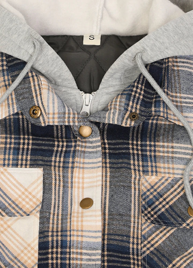 Women's Full Zip Up Quilted Lined Flannel Jacket,Snap Button Closure