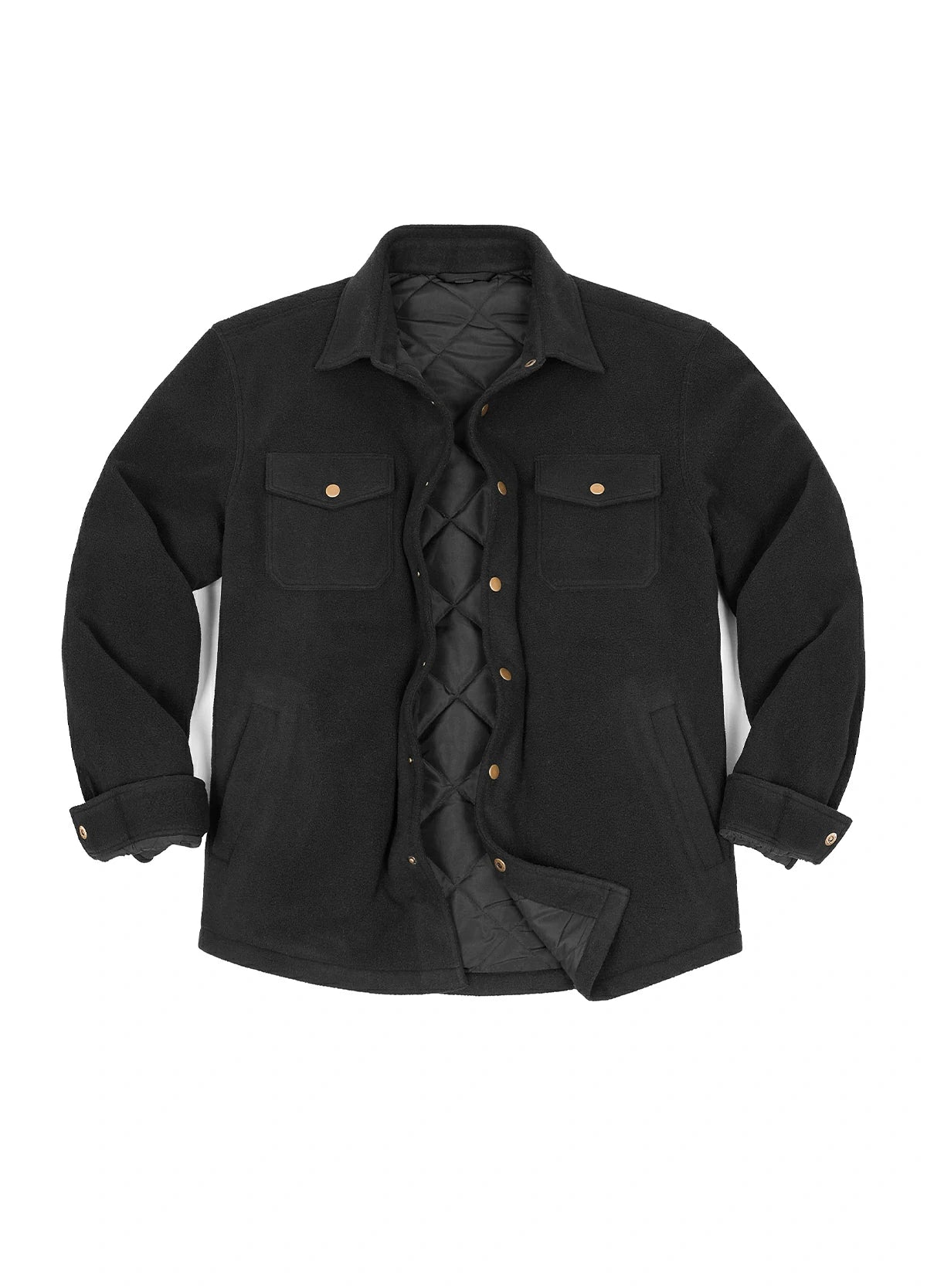 Men's Quilted Lined Snap Button Shirt Jacket