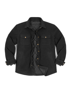 Men's Quilted Lined Snap Button Shirt Jacket
