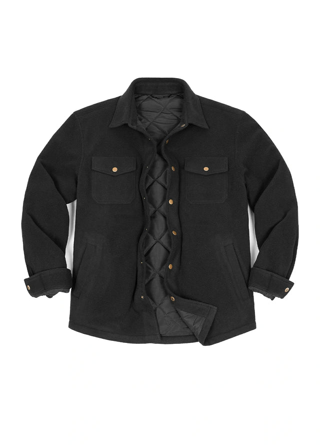 Men's Quilted Lined Snap Button Shirt Jacket