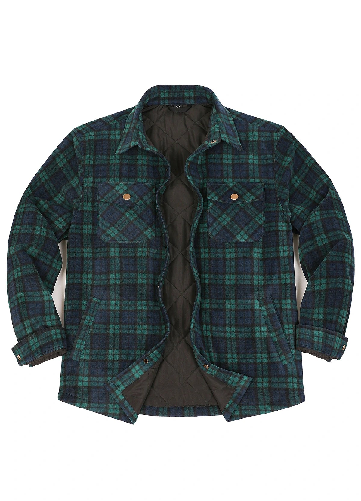Men's Quilted Lined Snap Button Shirt Jacket