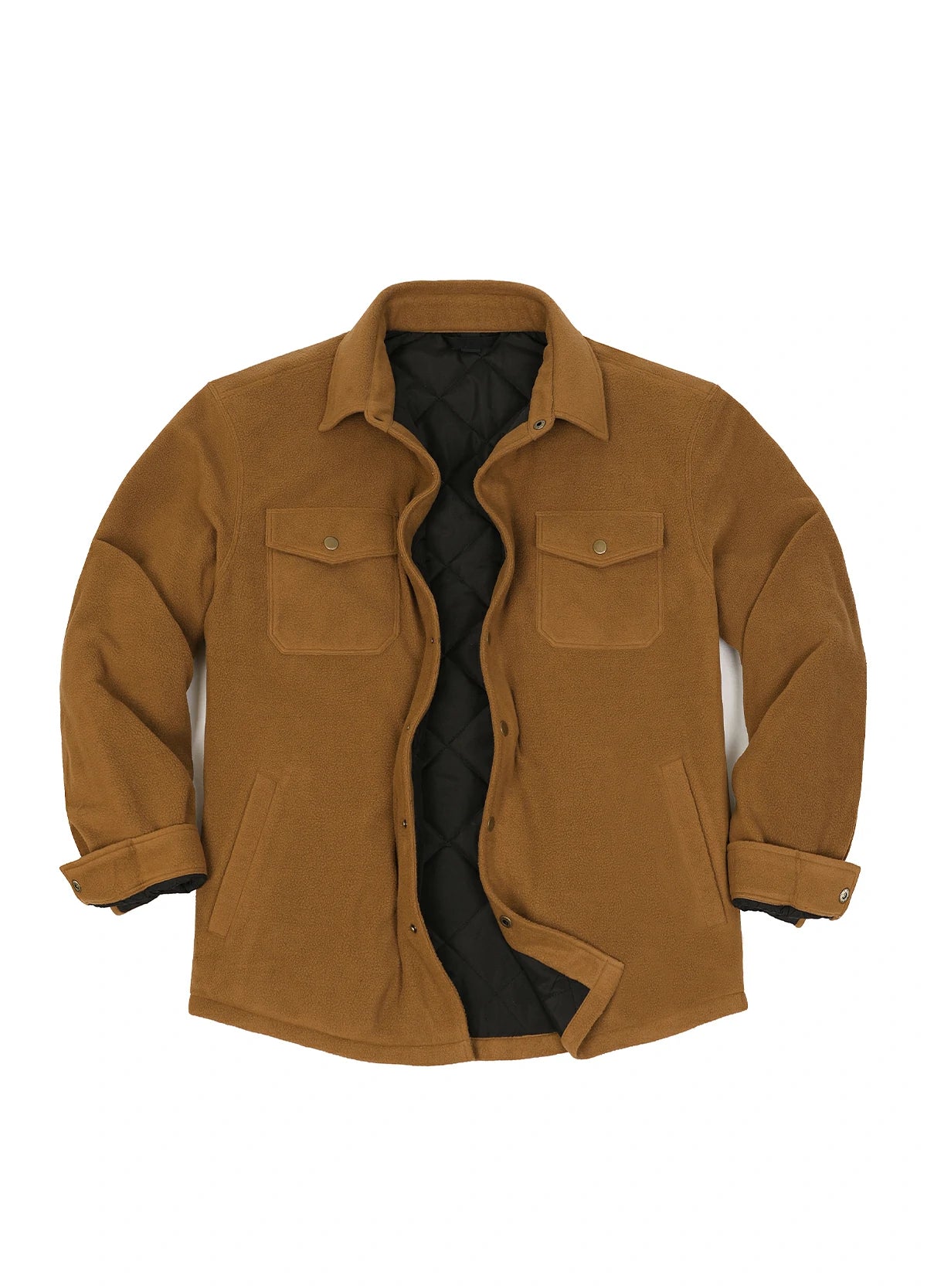 Men's Quilted Lined Snap Button Shirt Jacket
