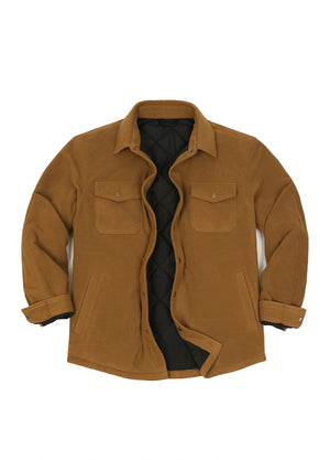 Men's Quilted Lined Snap Button Shirt Jacket