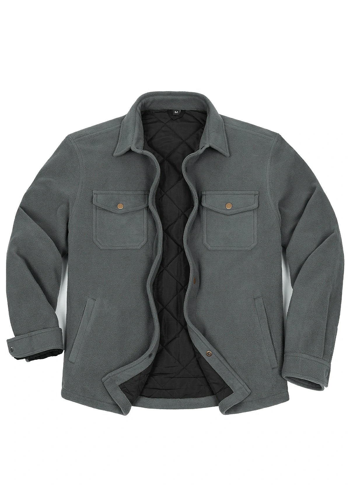 Men's Quilted Lined Snap Button Shirt Jacket