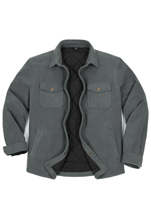 Men's Quilted Lined Snap Button Shirt Jacket