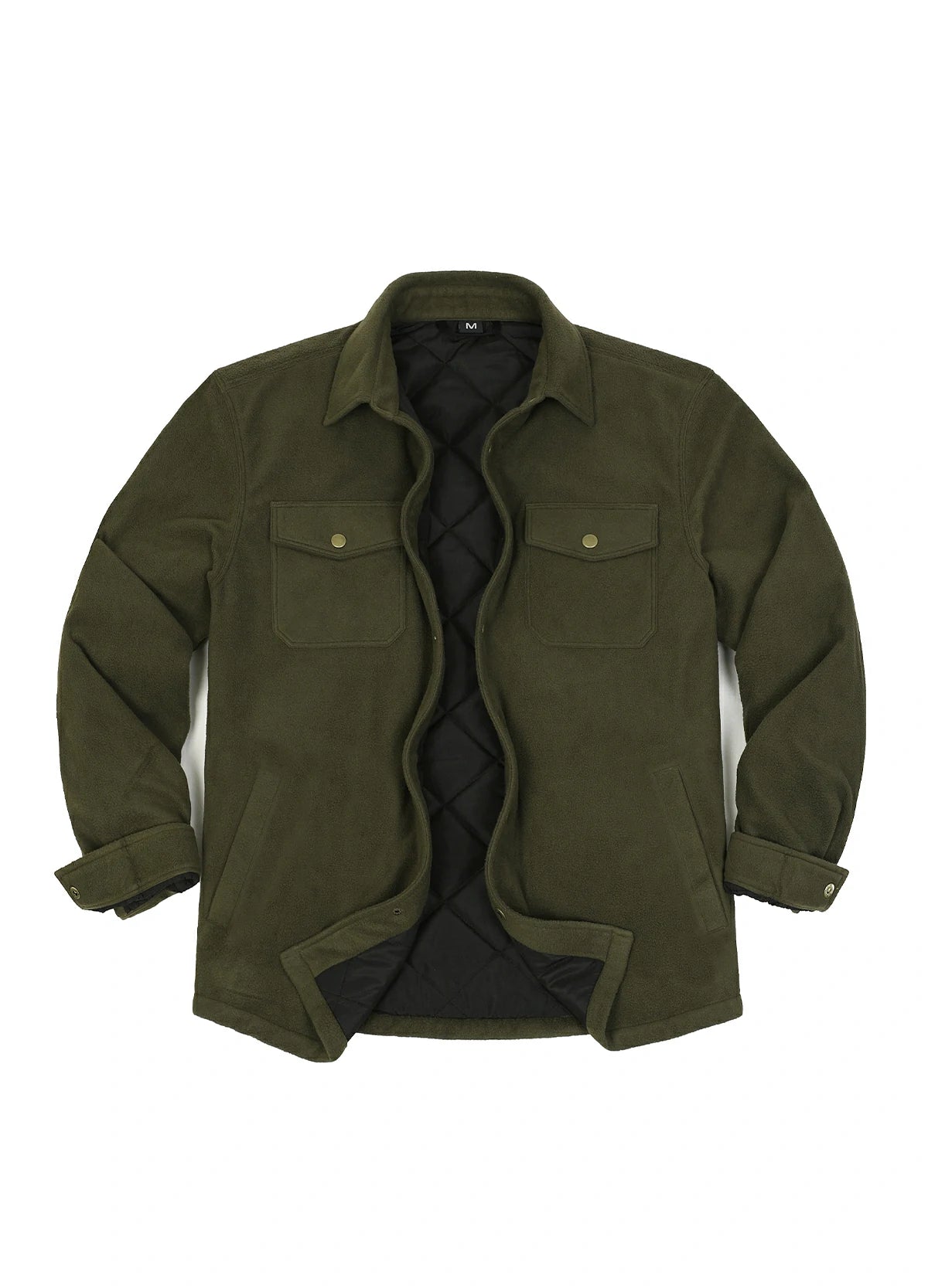 Men's Quilted Lined Snap Button Shirt Jacket