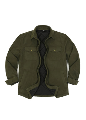 Men's Quilted Lined Snap Button Shirt Jacket