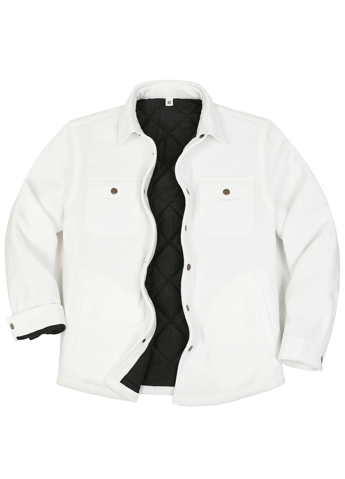 Men's Quilted Lined Snap Button Shirt Jacket