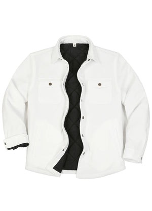 Men's Quilted Lined Snap Button Shirt Jacket