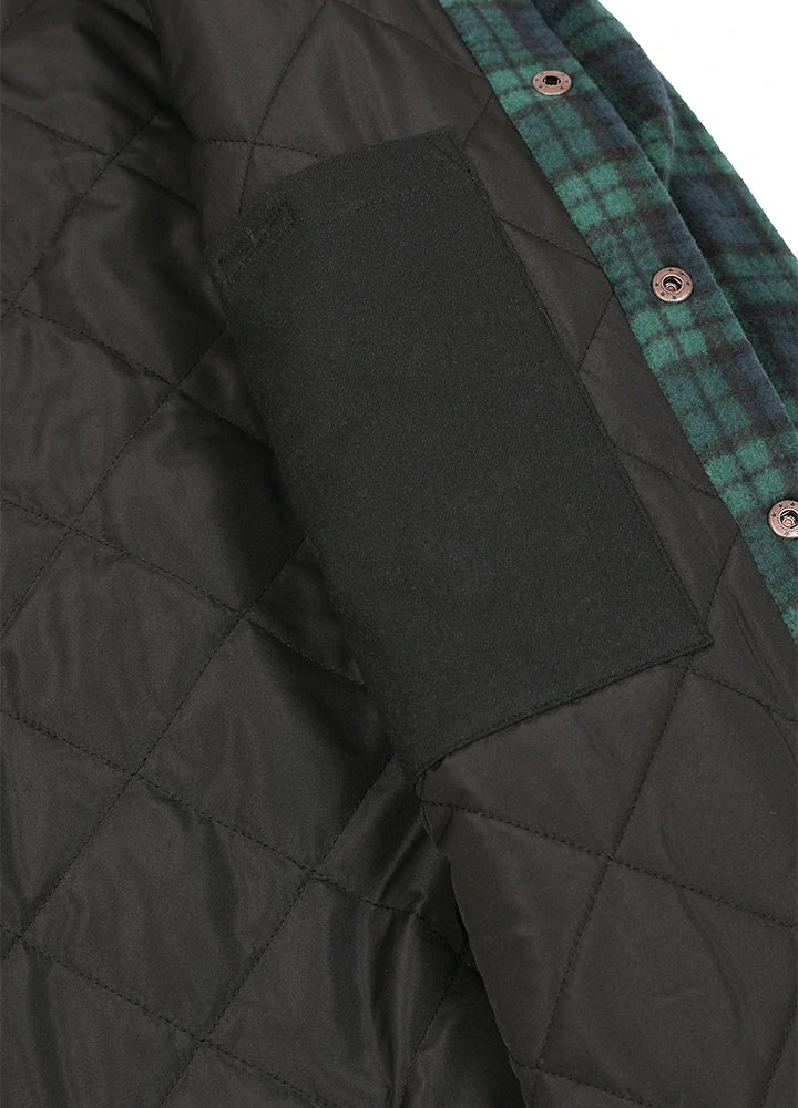 Men's Quilted Lined Snap Button Shirt Jacket