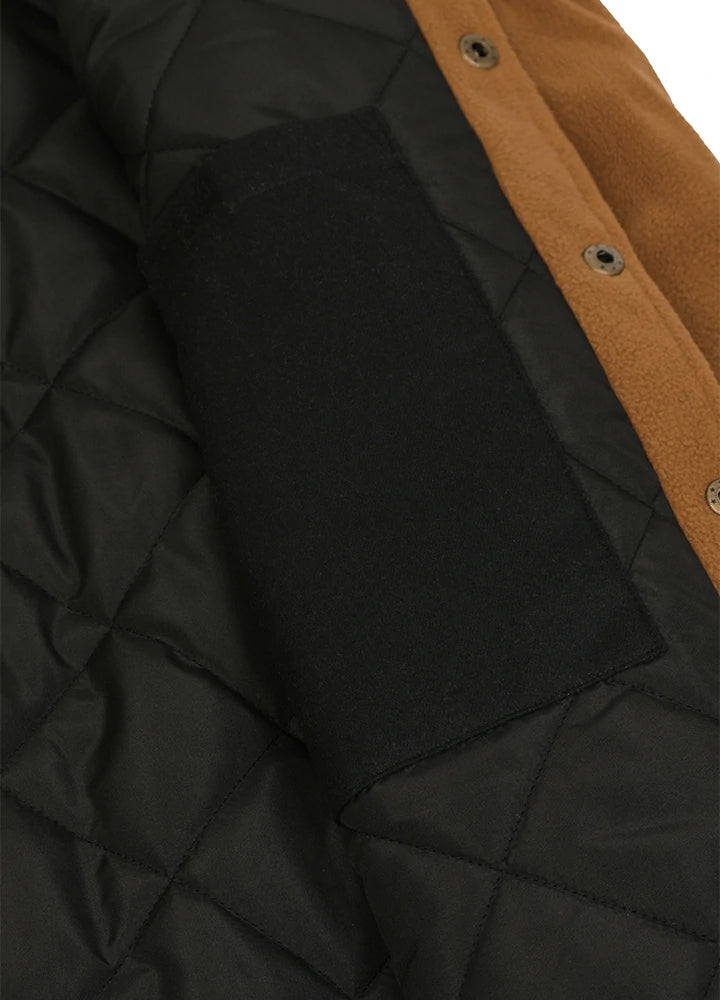 Men's Quilted Lined Snap Button Shirt Jacket