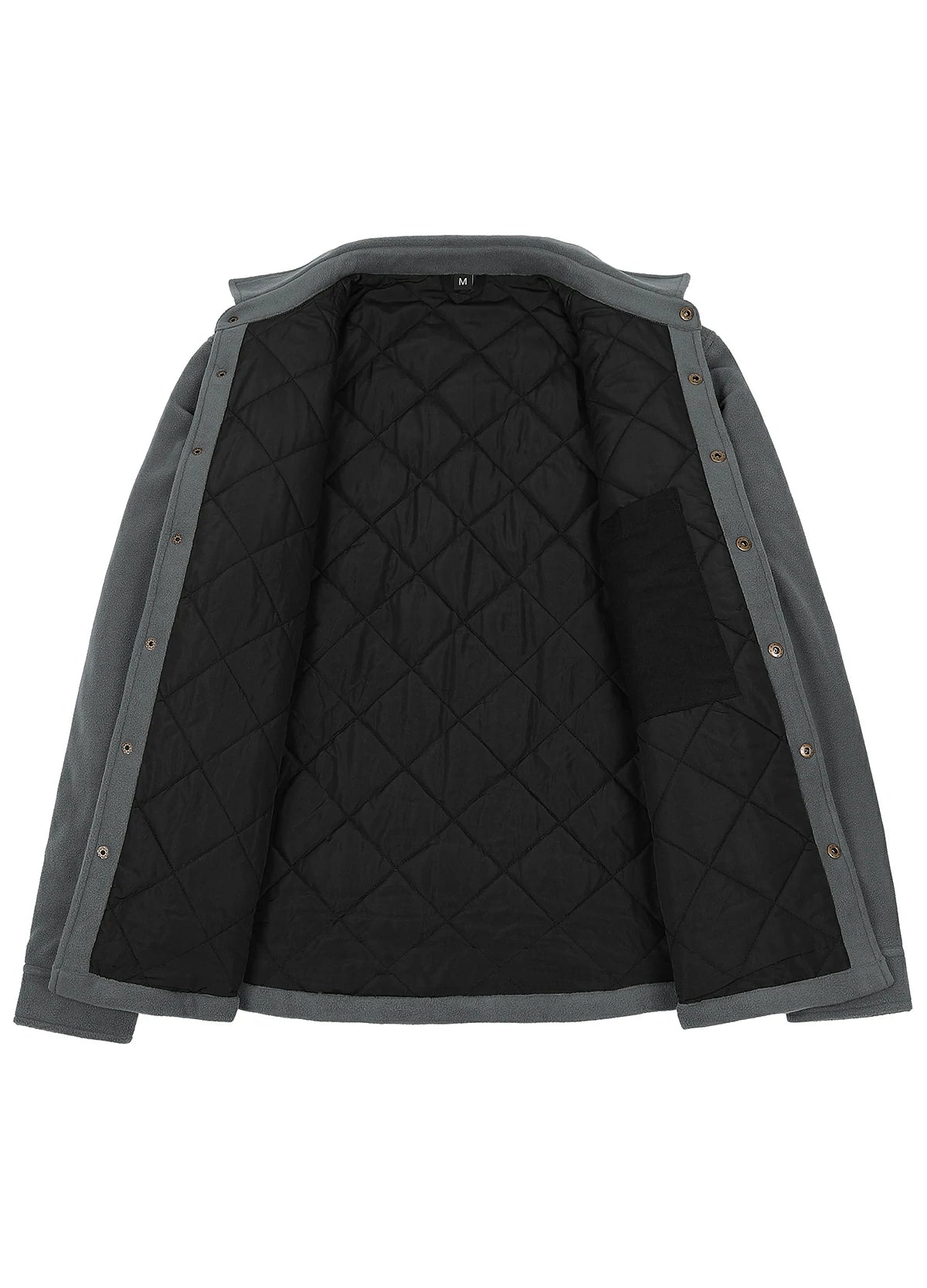 Men's Quilted Lined Snap Button Shirt Jacket