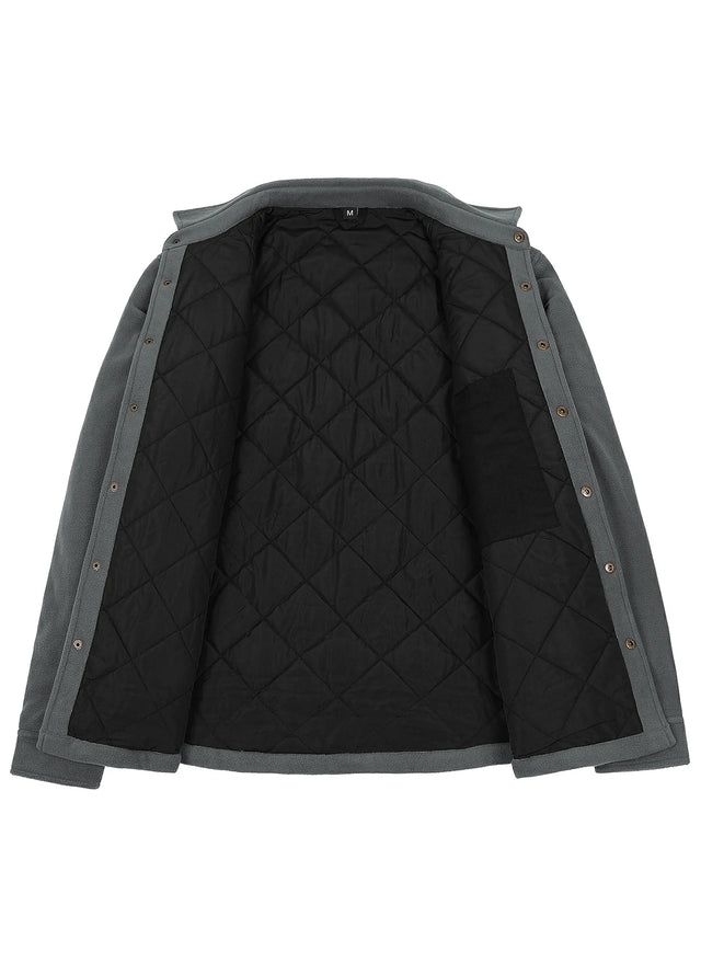 Men's Quilted Lined Snap Button Shirt Jacket