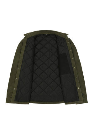 Men's Quilted Lined Snap Button Shirt Jacket
