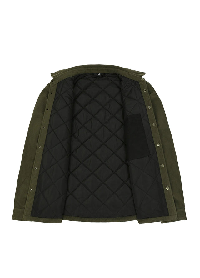 Men's Quilted Lined Snap Button Shirt Jacket