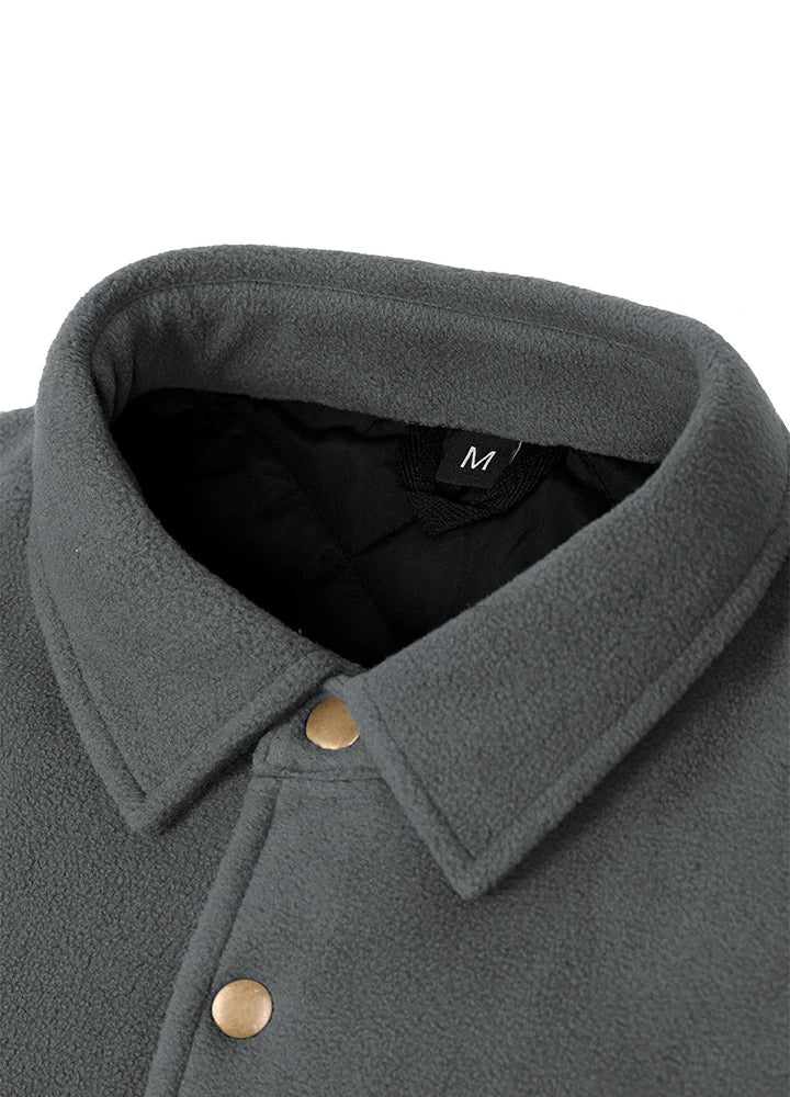 Men's Quilted Lined Snap Button Shirt Jacket