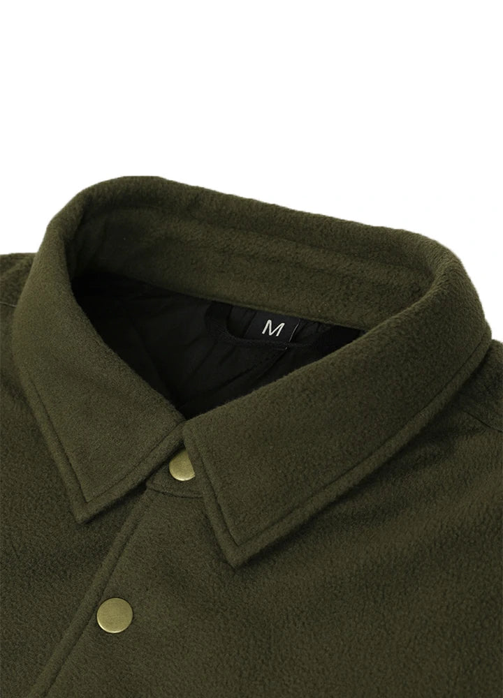 Men's Quilted Lined Snap Button Shirt Jacket