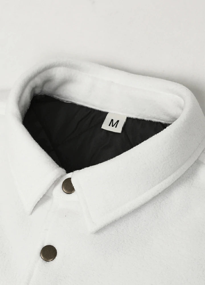 Men's Quilted Lined Snap Button Shirt Jacket
