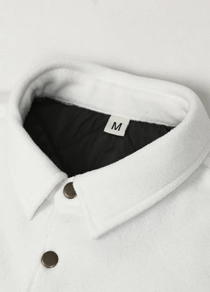 Men's Quilted Lined Snap Button Shirt Jacket