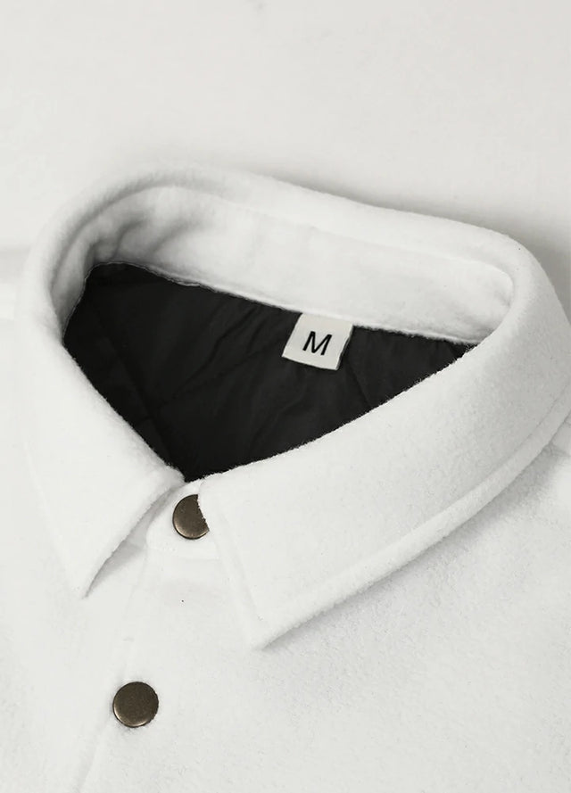 Men's Quilted Lined Snap Button Shirt Jacket