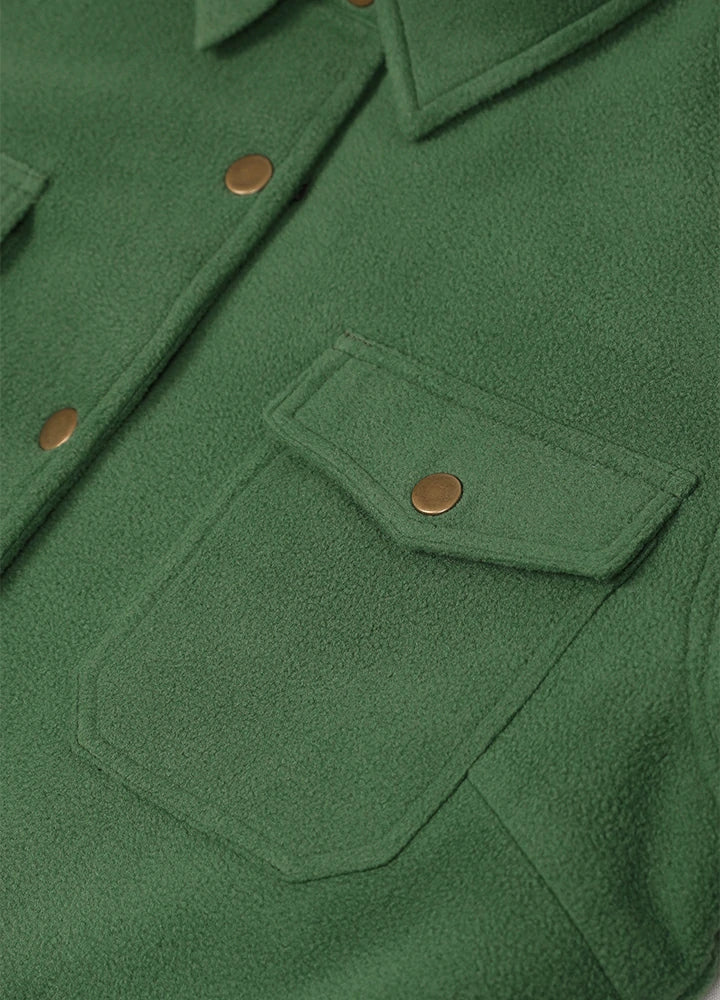 Women's Quilted Lined Snap Button Shirt Jacket