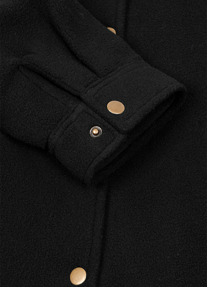 Women's Quilted Lined Snap Button Shirt Jacket